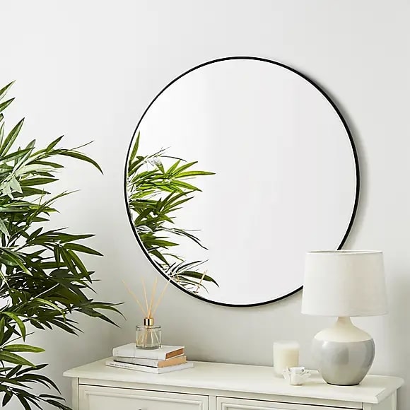 Apartment Round Wall Mirror 80cm Black