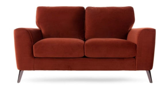 2 Seater Velvet Sofa In Rust, 86x145.5x87cm