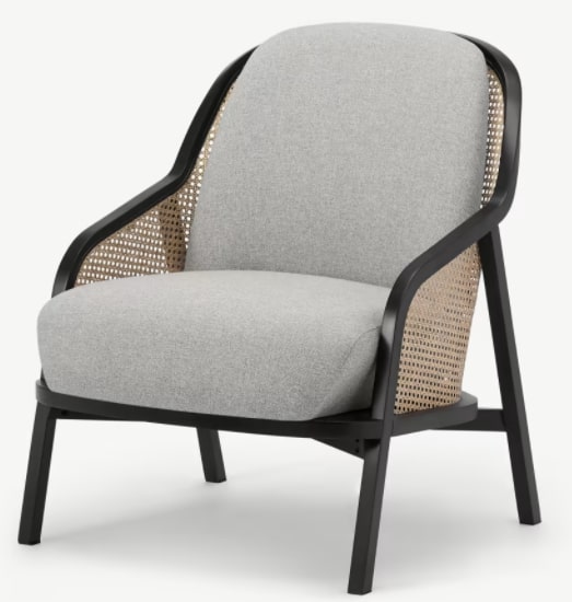 Anakie Rattan Armchair In Khaki And Black, 77x70x87cm