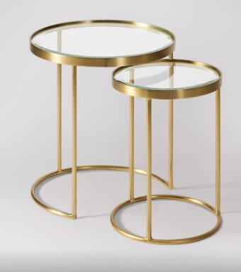 Swoon Nesting Tables in Brass & Mirror Effect