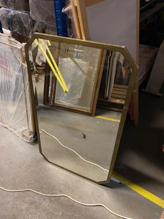 Antique brass mirror