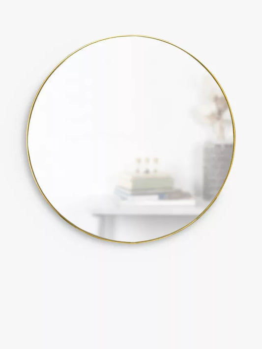 Umbra Hubba Round Metal Frame Wall Mirror, 86cm, Brass