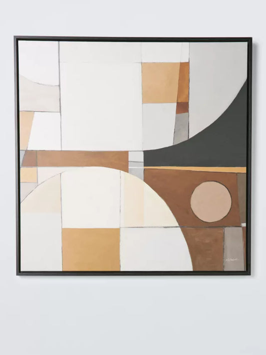 John Lewis Mike Schick 'Modern Lines' Framed Canvas Print, 84 x 84cm, Champagne
