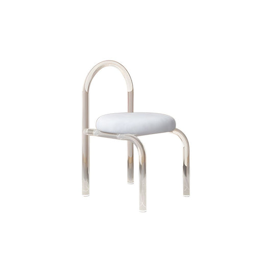 Modern Tall Height Vanity Stool, Back Included, with Upholstered Seat and Clear Acrylic Frame