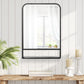 Rectangular Mirror with wood shelf, 75x45cm