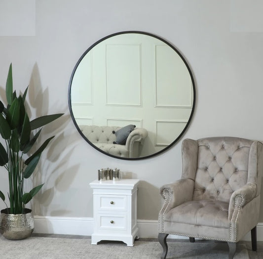 Extra Large Round Black Wall Mirror 120cm x 120cm