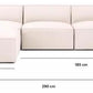 Corner Sofa, Ivory, 65x290x188cm
