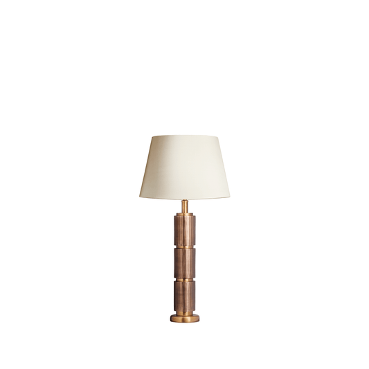 jacob table lamp in bronze and brass finish with 35cm straight empire lampshade in ivory dupion silk