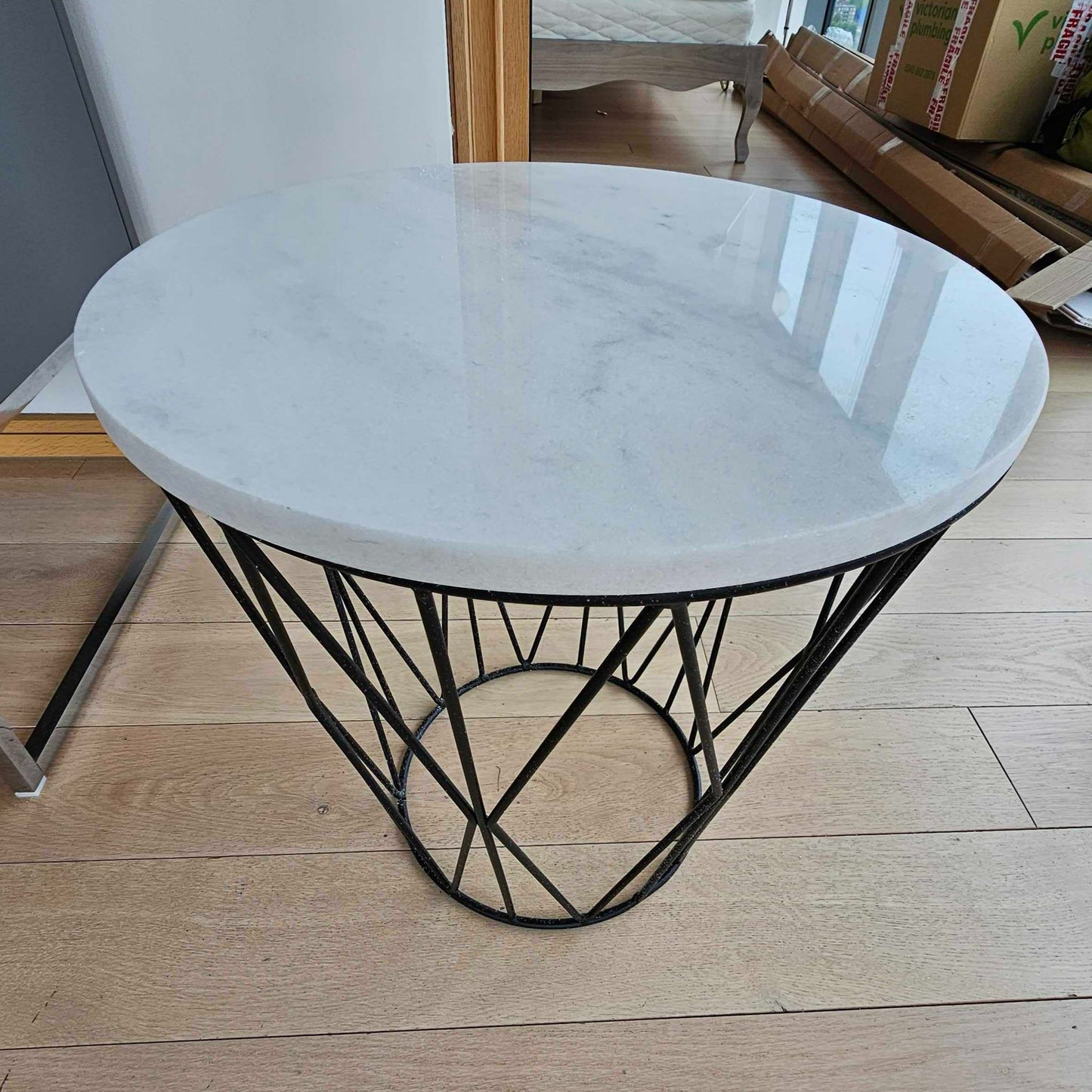 Marble Top Round Side Table, 50x50x0cm
