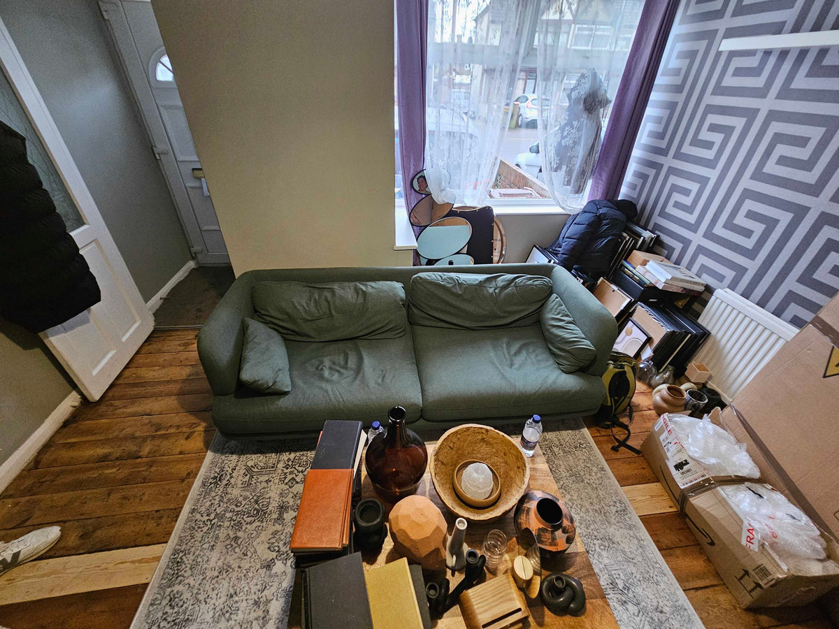 3- Seater Green Sofa, 100x215x70cm