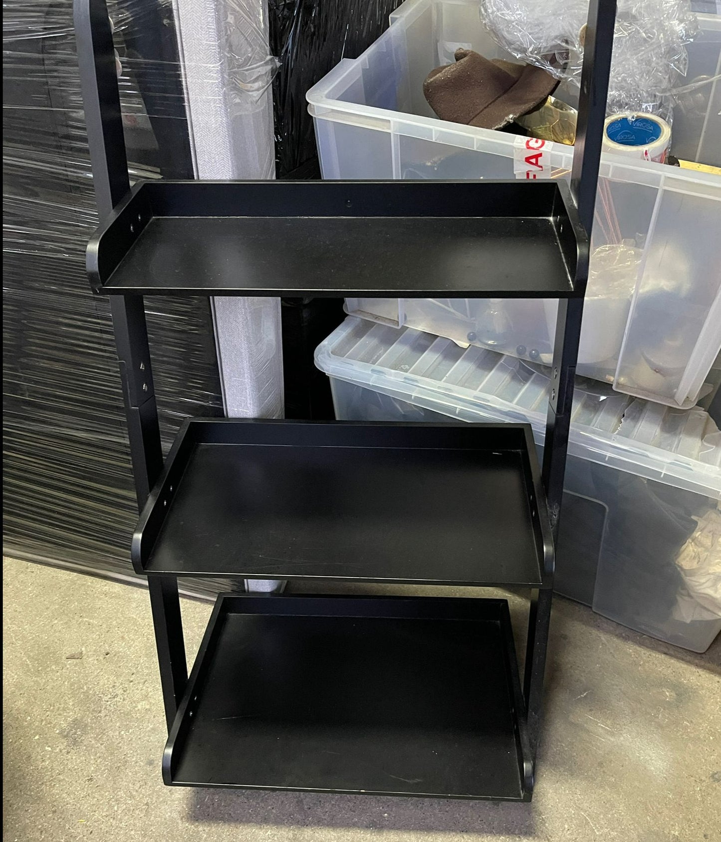 4-Tier Wood Ladder Bookshelf, Black, 22x55x105cm
