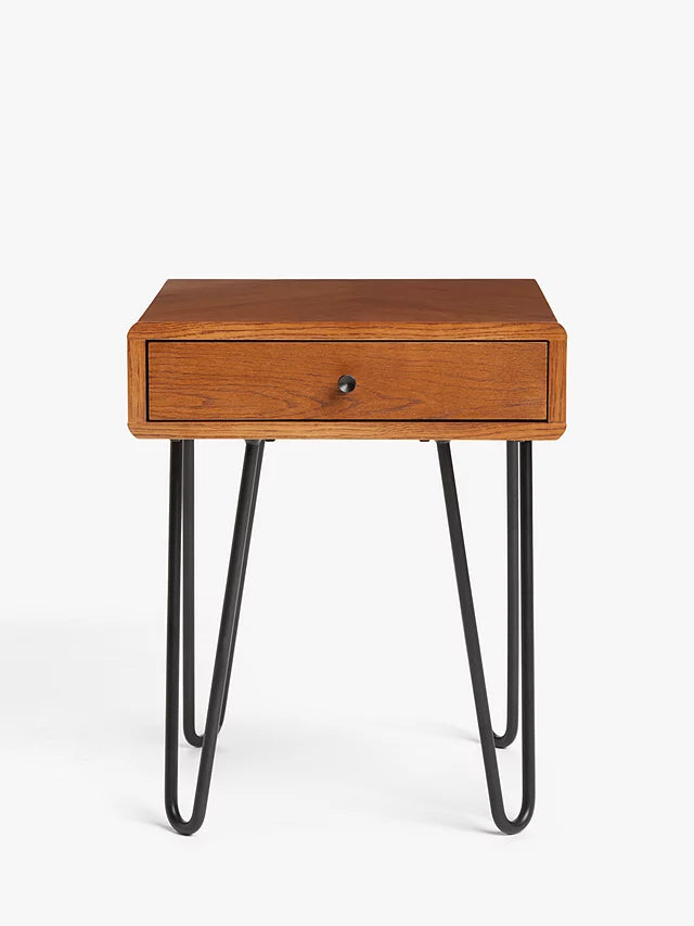 John Lewis Hairpin Side Table, Dark Oak, 55x45x45cm