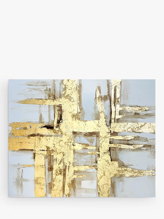 John Lewis Dreaming Big - Hand-Finished Abstract Stretched Canvas, 120 x 150cm, Gold