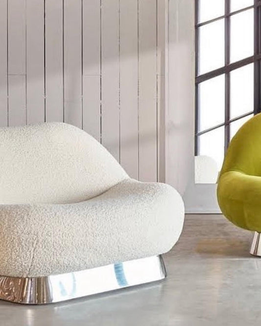 Bubble 2 Seater Sofa, Boucle - White, 140x90x120cm
