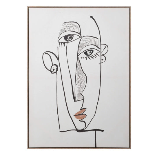 Abstract Face with Orange Lips Canvas 50 x 90cm