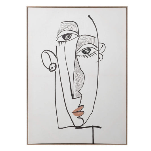 Abstract Face with Orange Lips Canvas 50 x 90cm