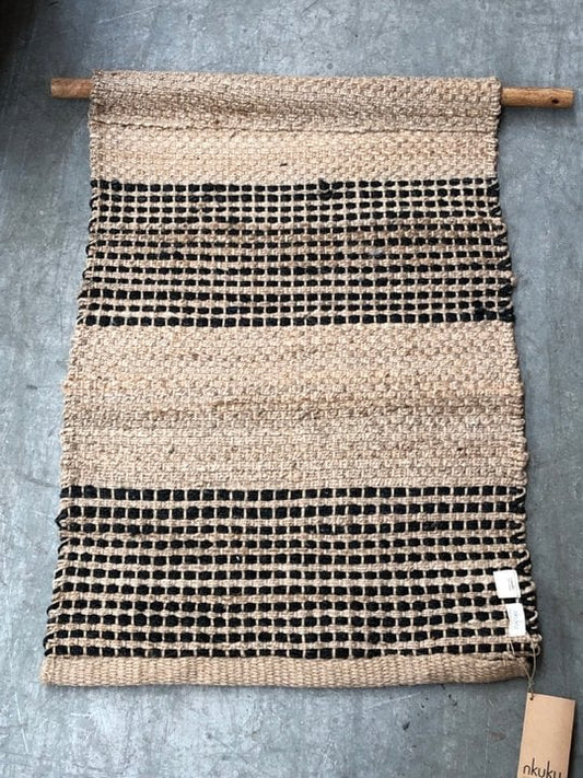 Nkuku Patuli Natural Fabric Wall Art Hanging in Natural and Black Jute Woven Design
