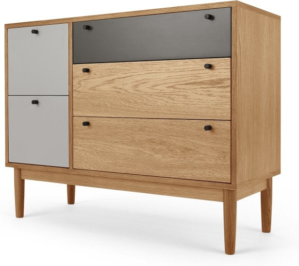 Campton Multi Chest of Drawers, Oak and Grey (MADE.com), 45x105x85cm
