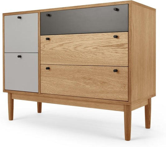 Campton Multi Chest of Drawers, Oak and Grey (MADE.com), 45x105x85cm