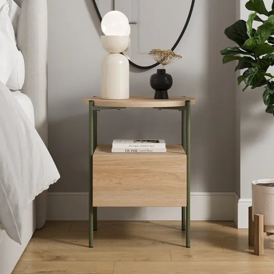 Elody 1 Drawer Bedside Table, Olive, 56x44x44cm