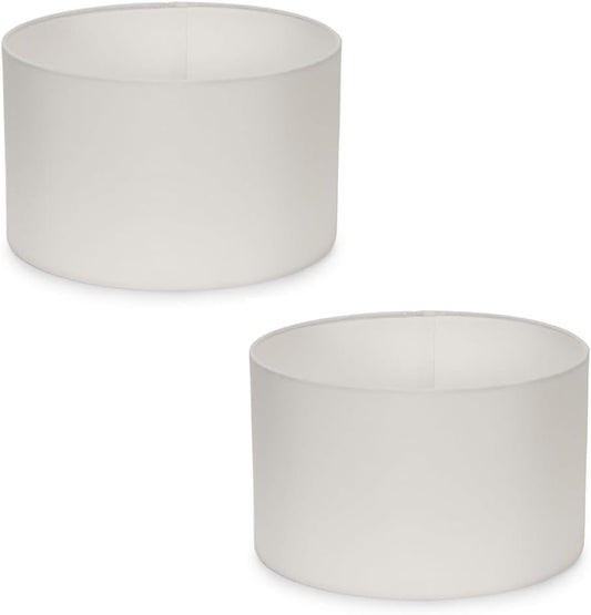 Pair of - Modern White Fabric Cylinder Ceiling Pendant Lampshade/Table Lamp Drum Light Shade - Small