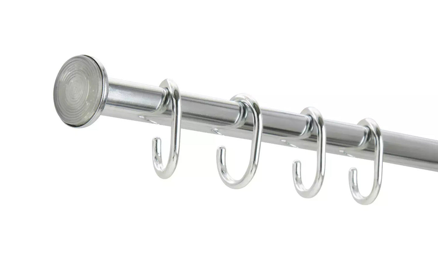 Argos Home 105x194cm Telescopic Rail And Ring Set - Chrome