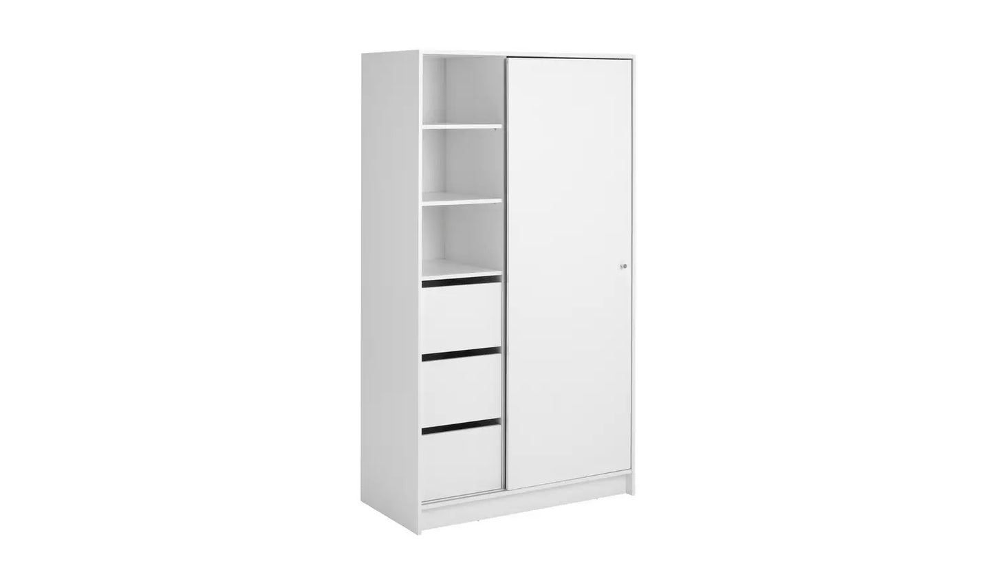 Argos Home Malibu 1 Door Sliding Wardrobe - White, 180.5,x100x49.6cm