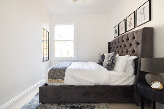 Grey Pleated Double Bed Complete