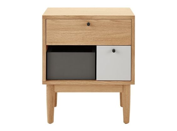 Campton Bedside Table, Oak & Grey (MADE.com)