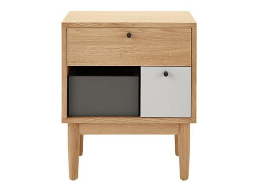 Campton Bedside Table, Oak & Grey (MADE.com)