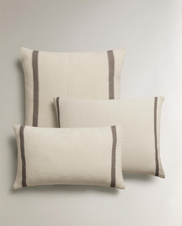 STRIPED LINEN CUSHION COVER, 40x60