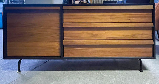 Mid Century Media Unit, Black & Natural, 45x140x75cm