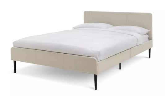 Habitat Kristopher Small Double Fabric Bed Frame - Cream, 126x196.5x85cm