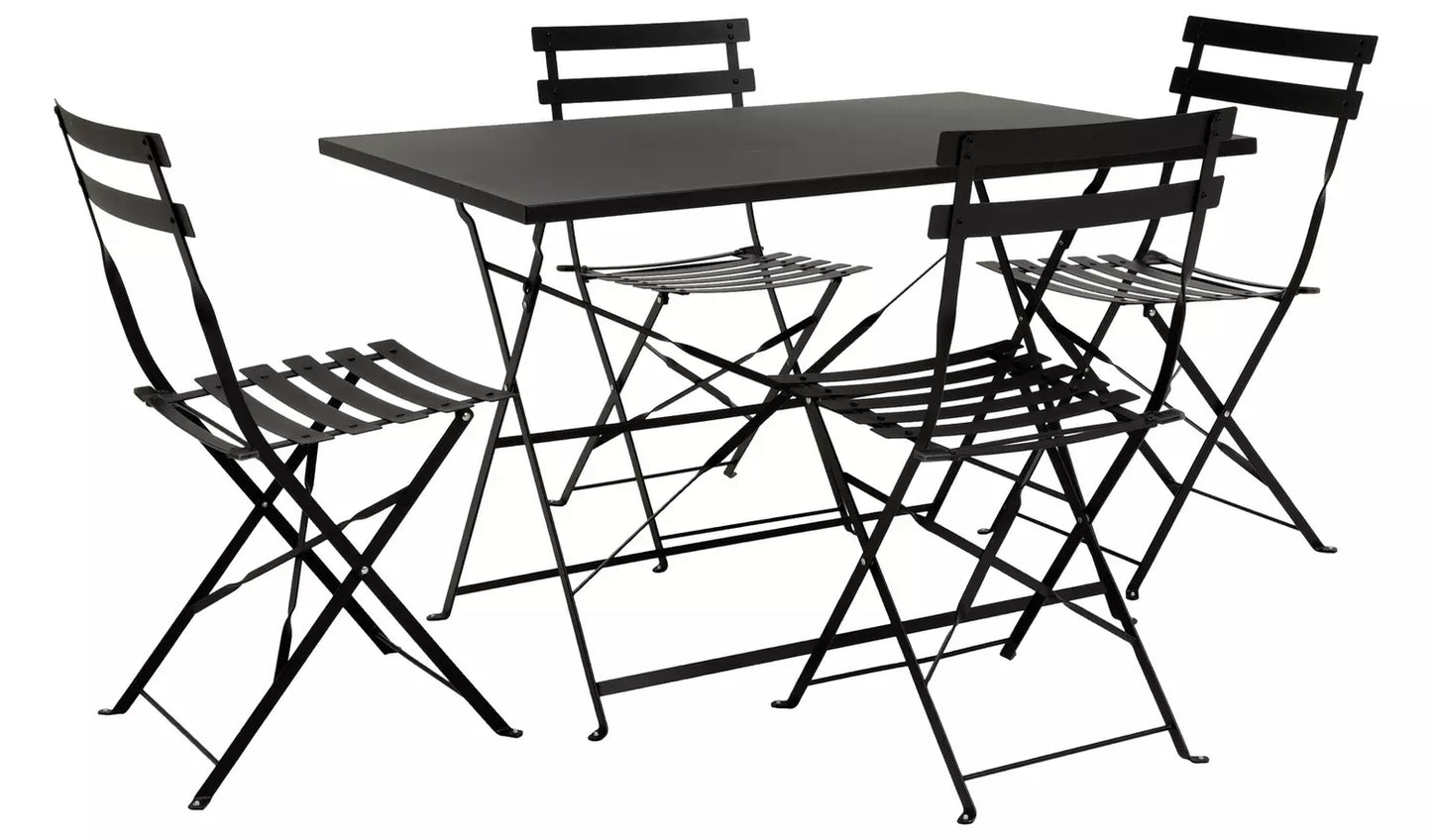 Habitat Eve 4 Seater Folding Metal Patio Set - Black