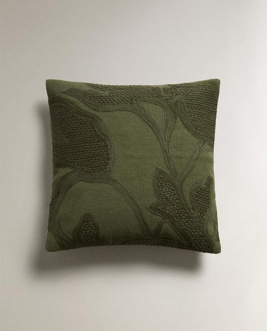 LEAF PRINT CUSHION COVER, 45x45cm