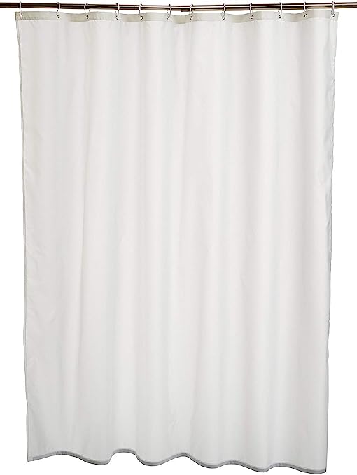 Fabric Shower Curtain Mould Resistant and Water Repellent, White, 180 x 180cm