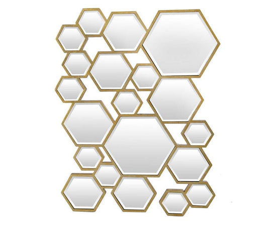 KOHORS Modern Hexagon Wooden Framed Wall Mirror 57X78cm