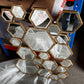 KOHORS Modern Hexagon Wooden Framed Wall Mirror 57X78cm
