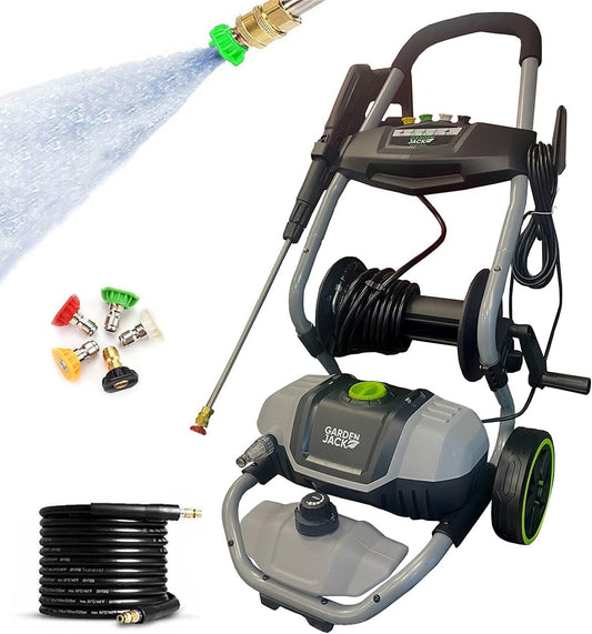 Gardenjack Electric Pressure Washer, High Power 140 Bar 2030PSI Jet Wash for Patio Car & Garden Cleaning with 7M Hose & 5 Nozzles