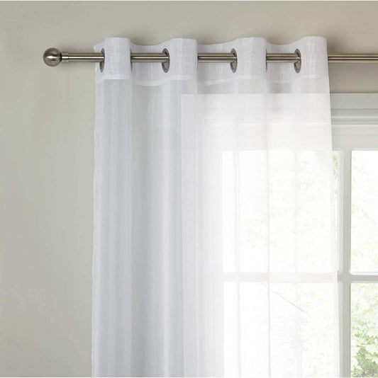 Megachest Woven Voile metallic ring top Curtain 2 Panels with ties (28 colors) (pure white, 56" wideX118 drop(W142cmXH300cm))