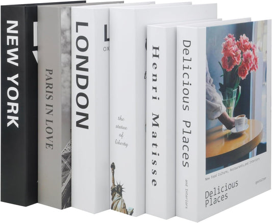 6 Pcs Fashion Decorative Book, Hardcover Modern Decorative Books