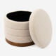 Cream Boucle Footstool 40x45cm