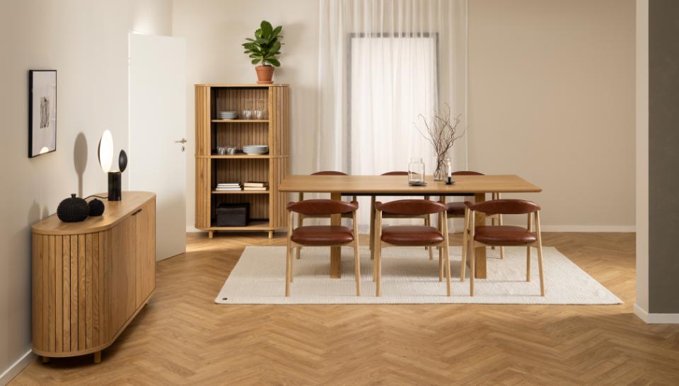 Colima Dining Table, Melamine Matt Wild Oak Rough - 210x100x75 cm