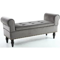 Grey Bench with armrest, 45x135x65cm