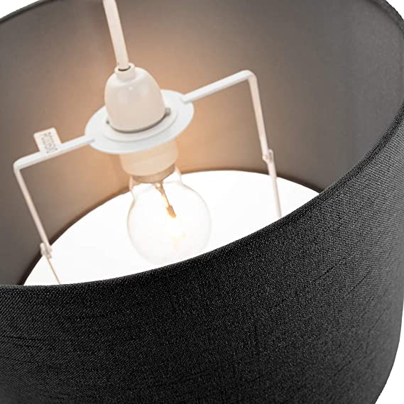 Charcoal Black Linen Fabric Drum Lamp Shade, 30x20cm
