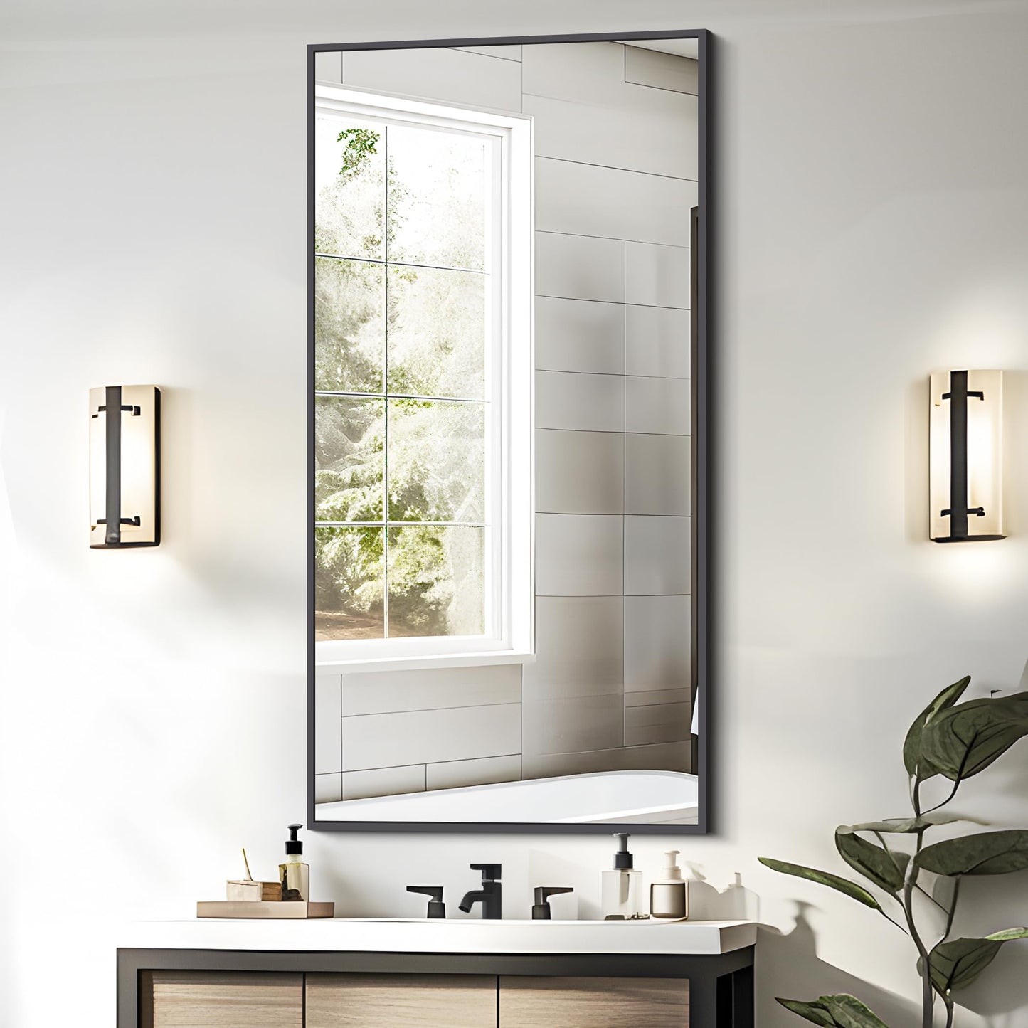 Mirror Rectangular, Black, 120x70cm