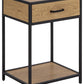 Seaford Bedside Table, Oak & black - 42x35x63 cm