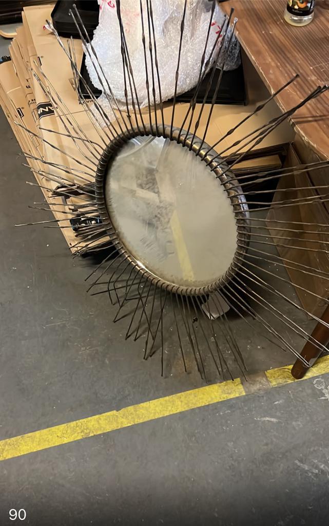 Sun Burst Metal Round Mirror, 90cm