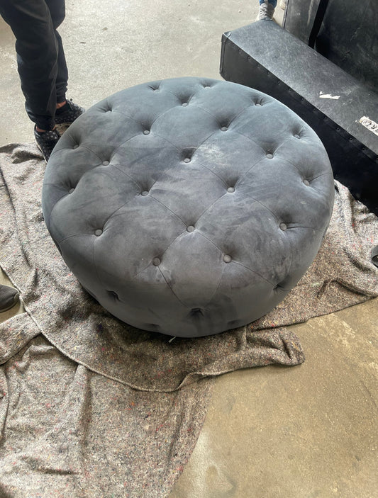 Grey Chiffon Velvet Ottoman, 0 x 90 x 45cm