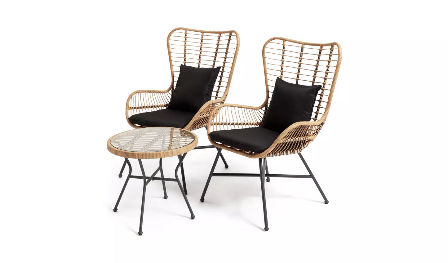 Habitat 2 Seater Bamboo Garden Bistro Set - Natural